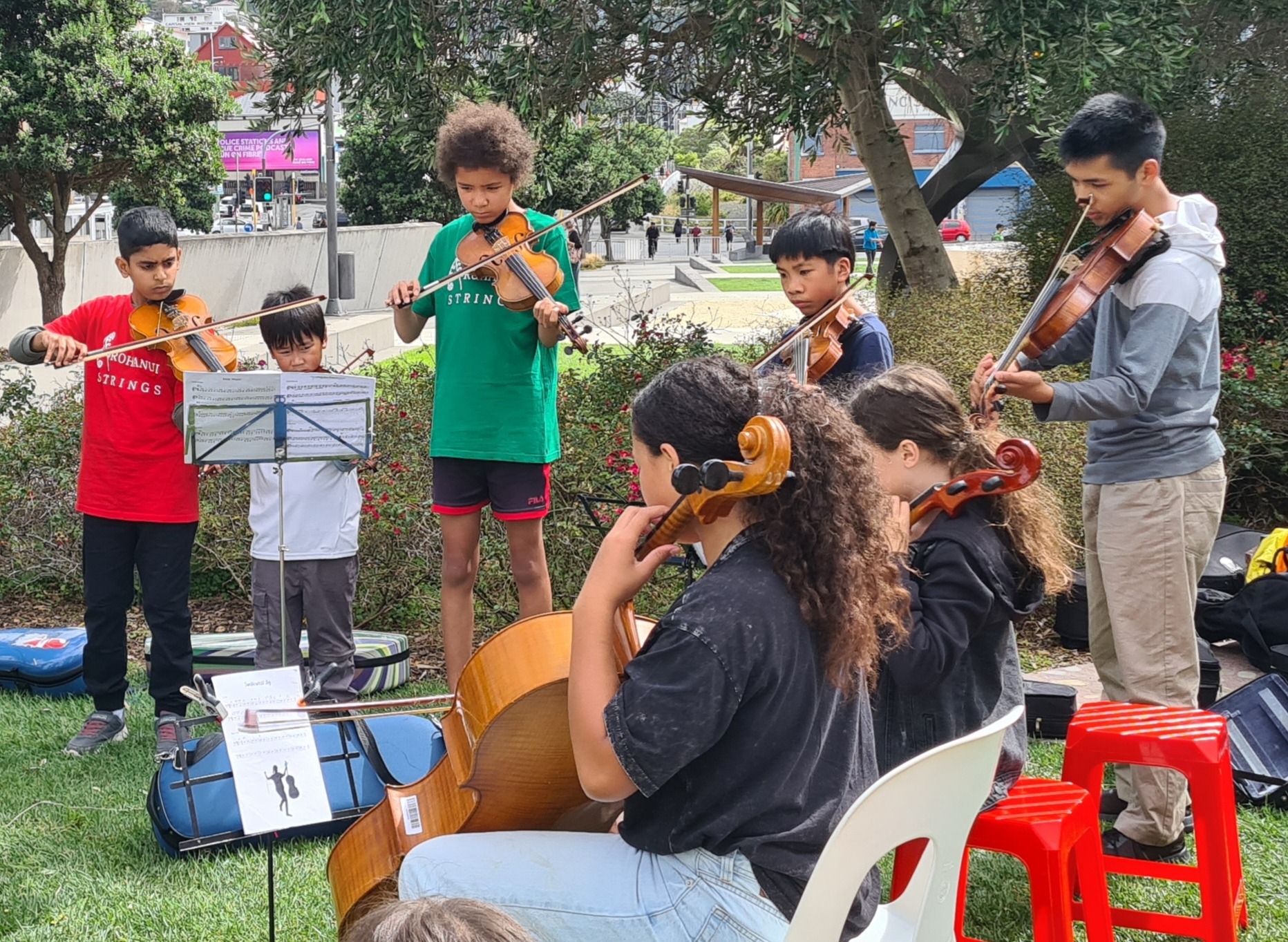 Young musicians performing at Pukeahu Festival